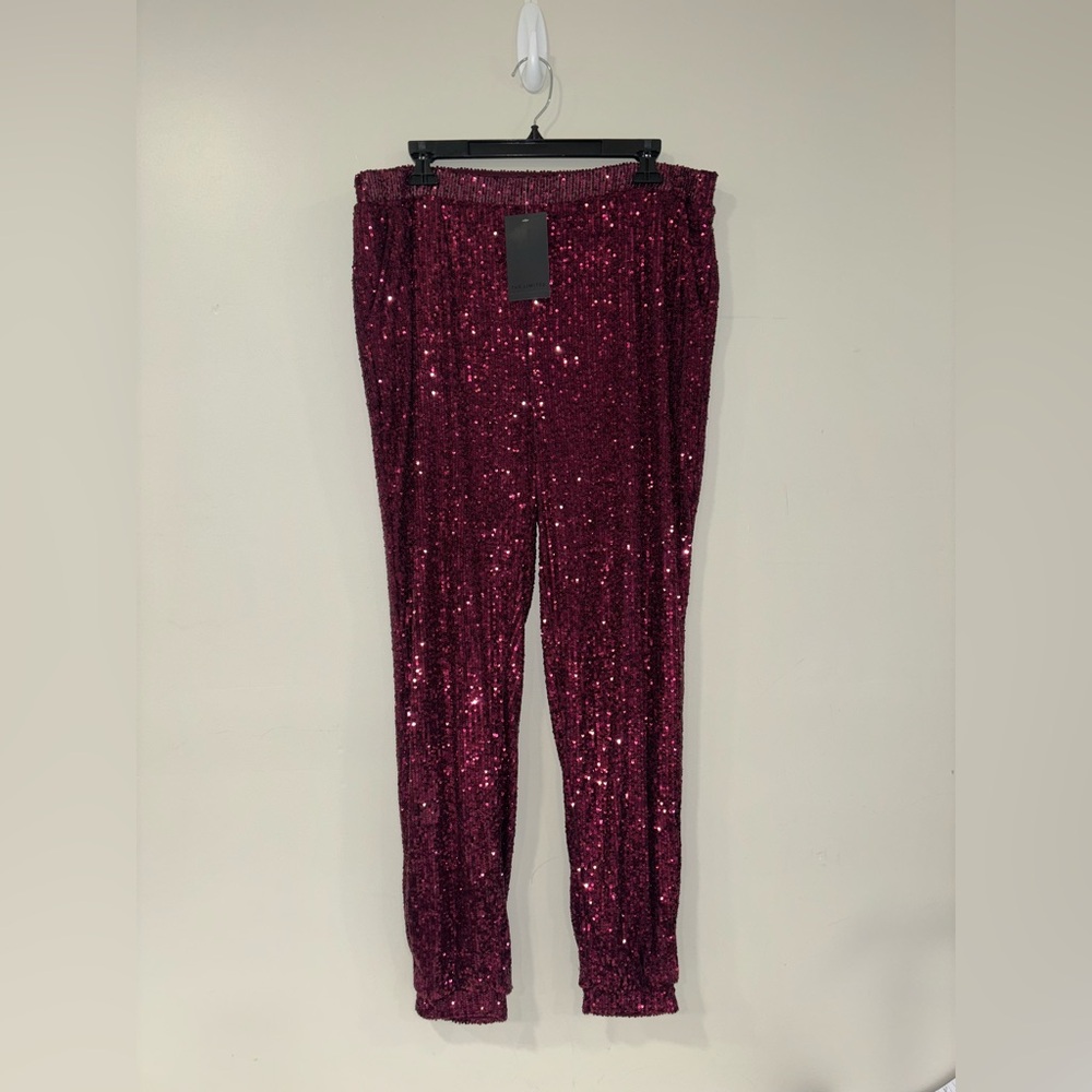 NWT The Limited Burgundy Sparkly Pants Size Large
